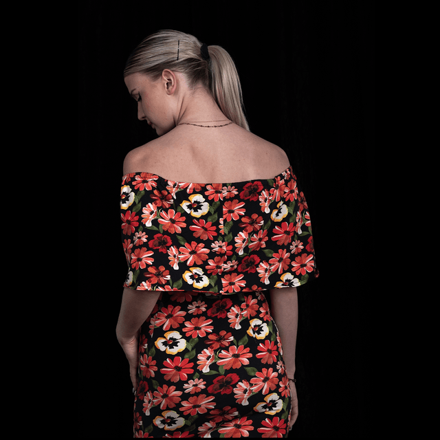 ROBE LONGUES FLEURIE - ÉPAULES DÉNUDÉES