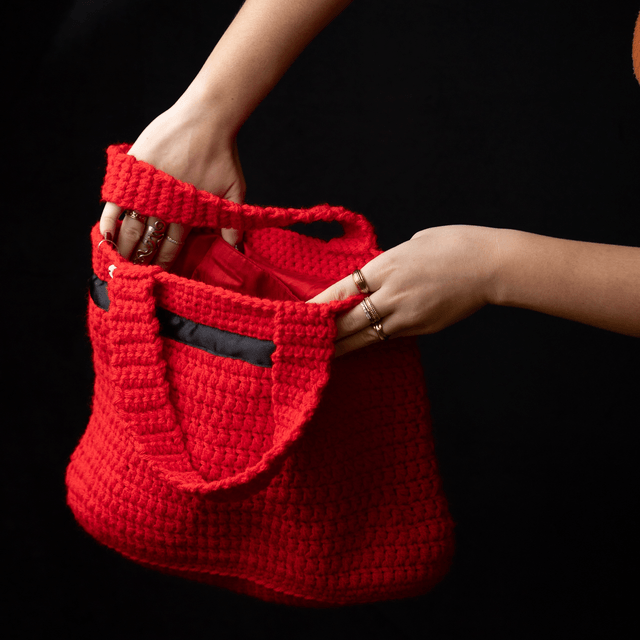SAC À MAIN AU CROCHET ROUGE 