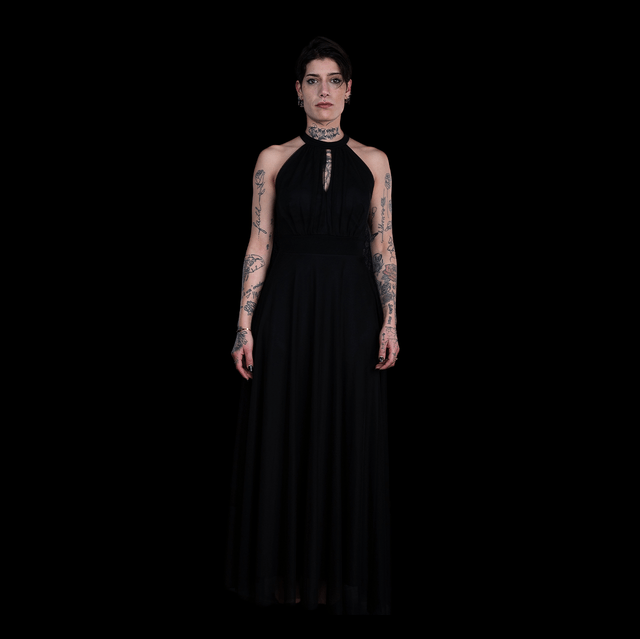 ROBE LONGUE EN VOILE NOIRE