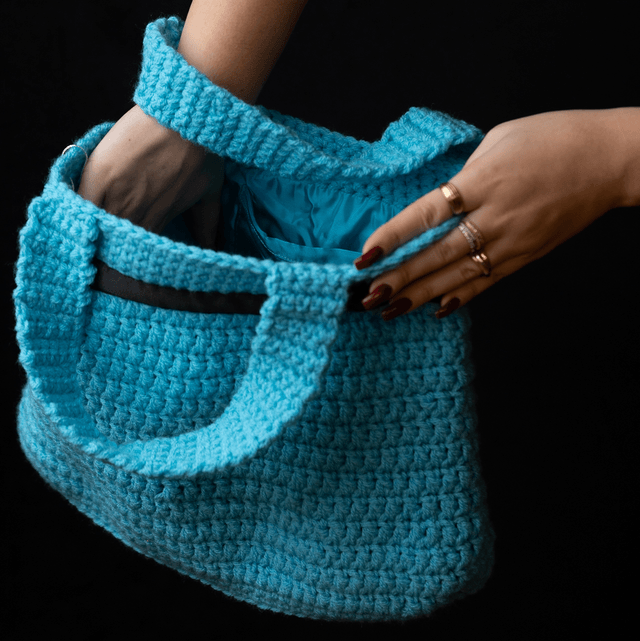 SAC À MAIN AU CROCHET BLEU 