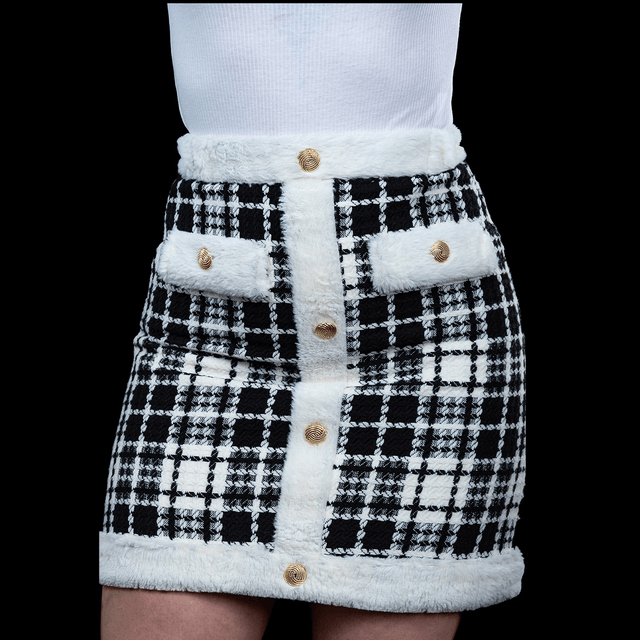 JUPE À CARREAUX TAILLE HAUTE