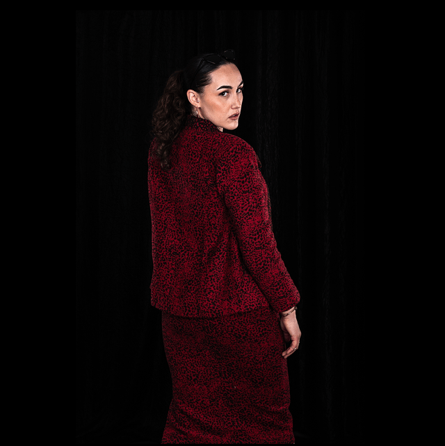 ENSEMBLE VESTE ET JUPE LONGUE EN LAINAGE ROUGE