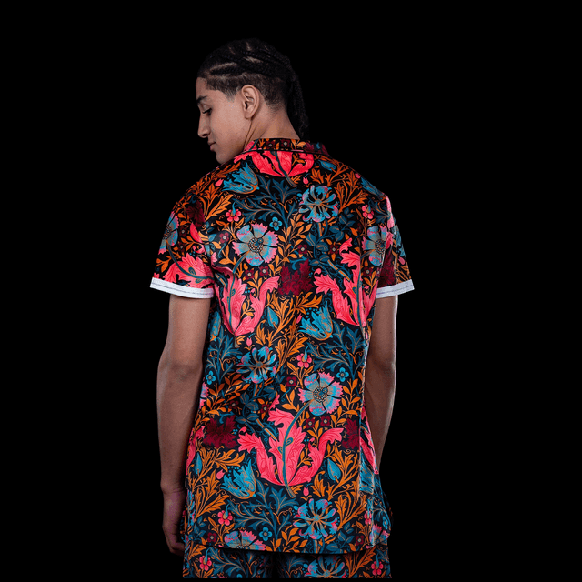 ENSEMBLE POLO & SHORT EN VELOURS FLEURI