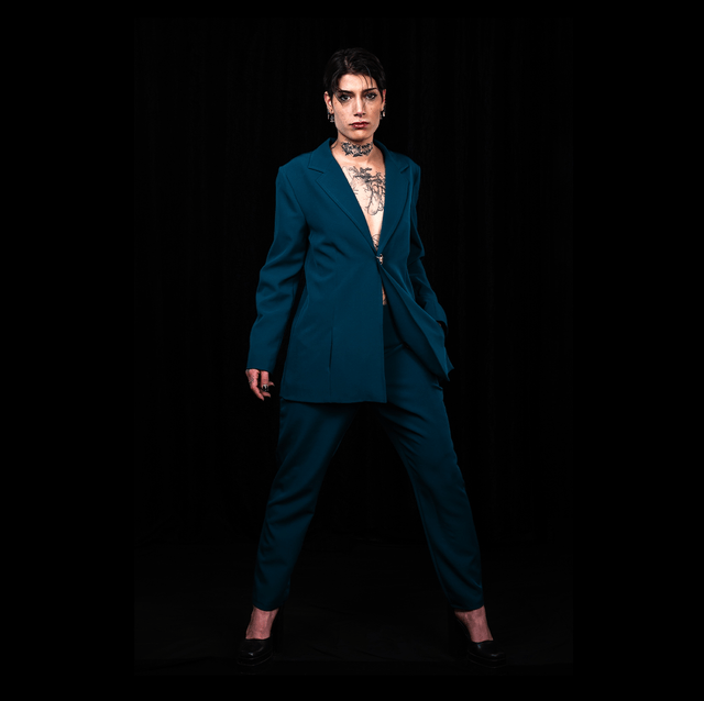 ENSEMBLE TAILLEUR BLEU CANARD  