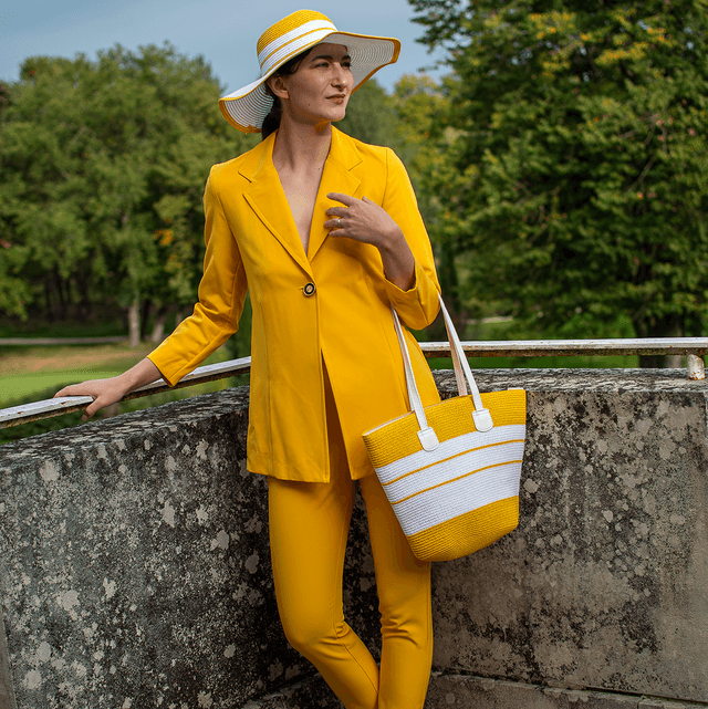 sac et chapeau en paille doublés