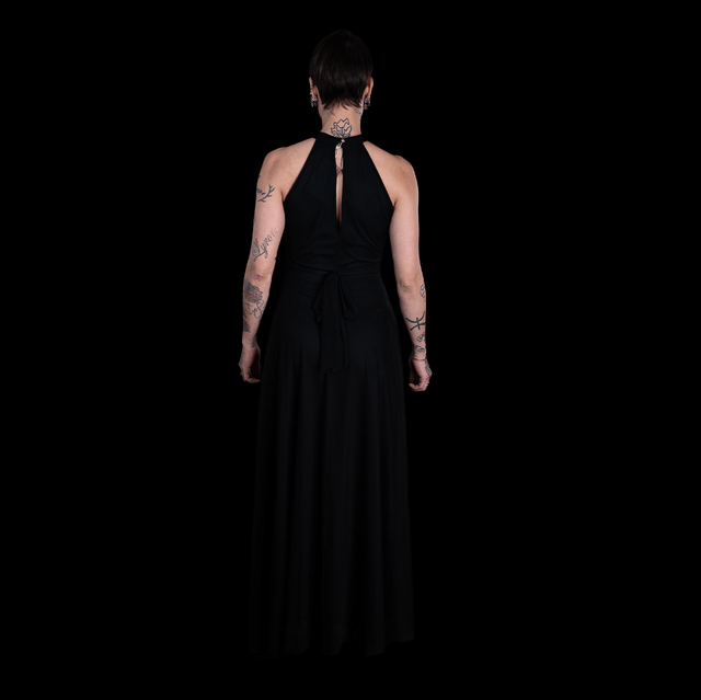 ROBE LONGUE EN VOILE NOIRE