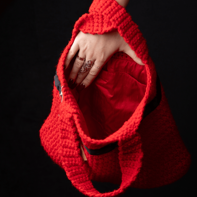 SAC À MAIN AU CROCHET ROUGE 