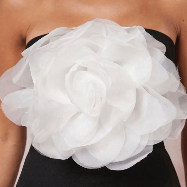 Robe Moulante Bustier À Applique Fleurie