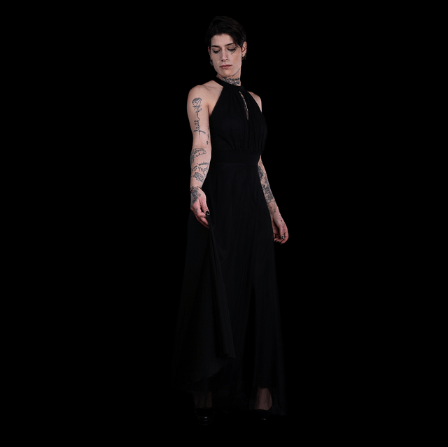 ROBE LONGUE EN VOILE NOIRE