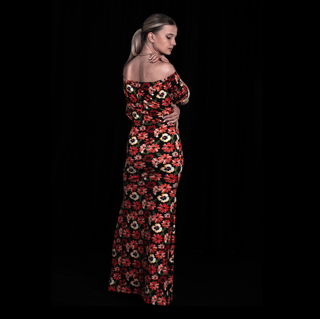 ROBE LONGUES FLEURIE - ÉPAULES DÉNUDÉES