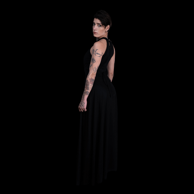 ROBE LONGUE EN VOILE NOIRE