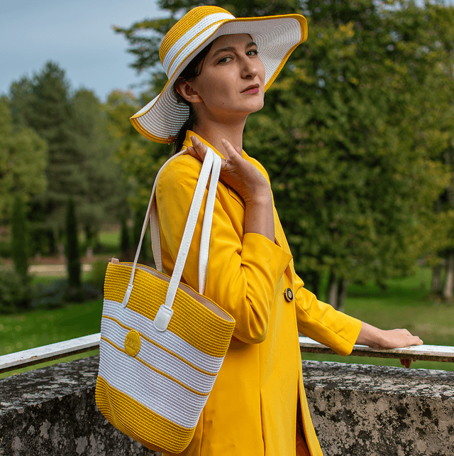 sac et chapeau en paille doublés