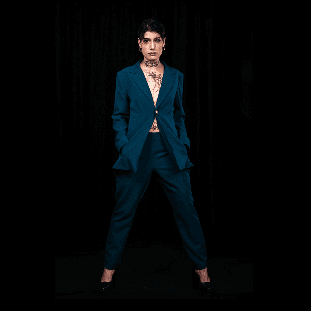 ENSEMBLE TAILLEUR BLEU CANARD  