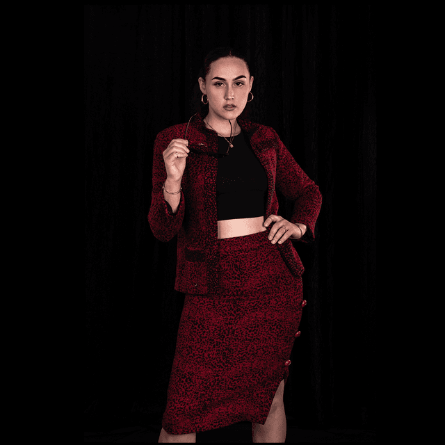 ENSEMBLE VESTE ET JUPE LONGUE EN LAINAGE ROUGE
